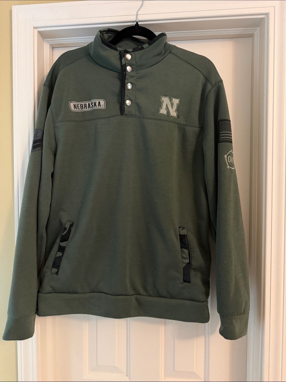 Colosseum Men’s Olive Green Nebraska Quarter-Snap Pullover